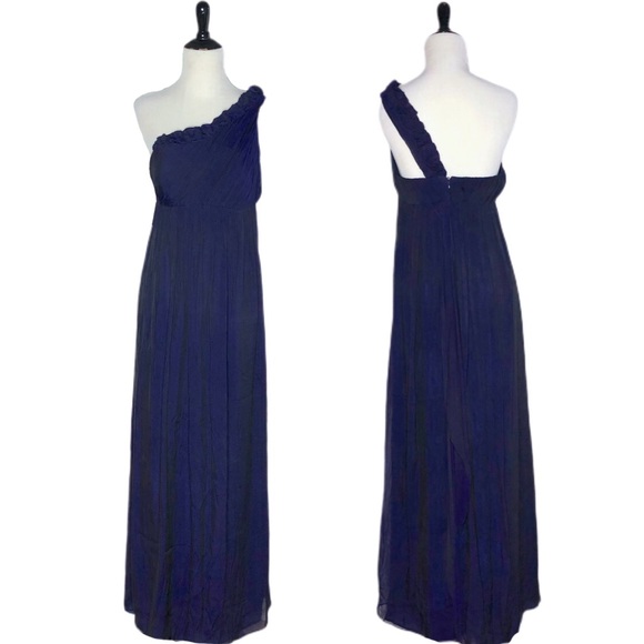 Kay Unger One Shoulder Silk Chiffon Dress - Picture 2 of 6